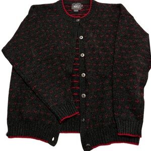 Woolrich Black and Red Cardigan Sweater